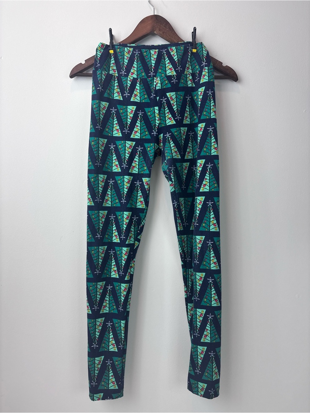 LuLaRoe Christmas Tree Leggings One Size Navy Holiday Christmas